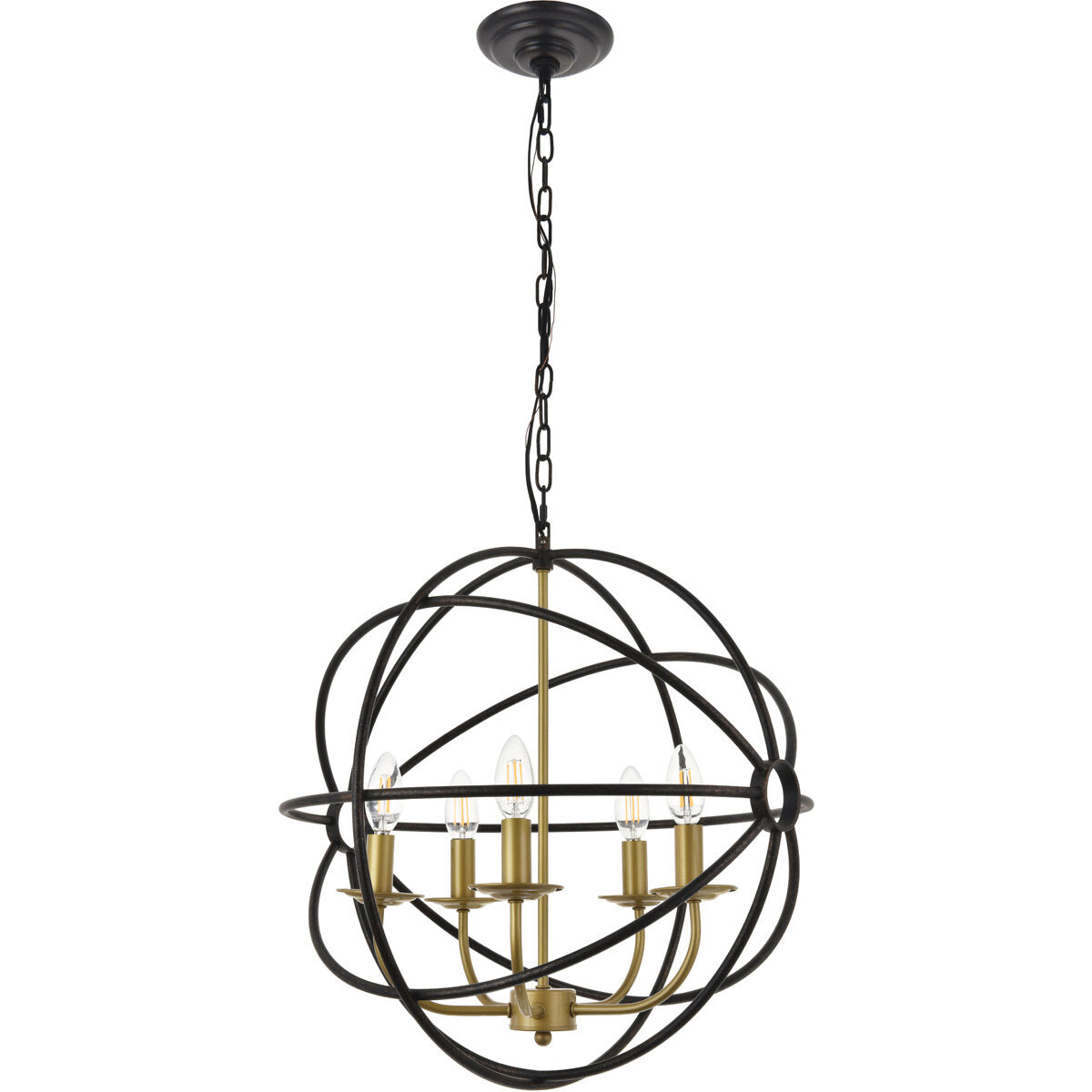 Octavia 5 Light 20 inch Brass and Dark Brown Pendant Ceiling Light