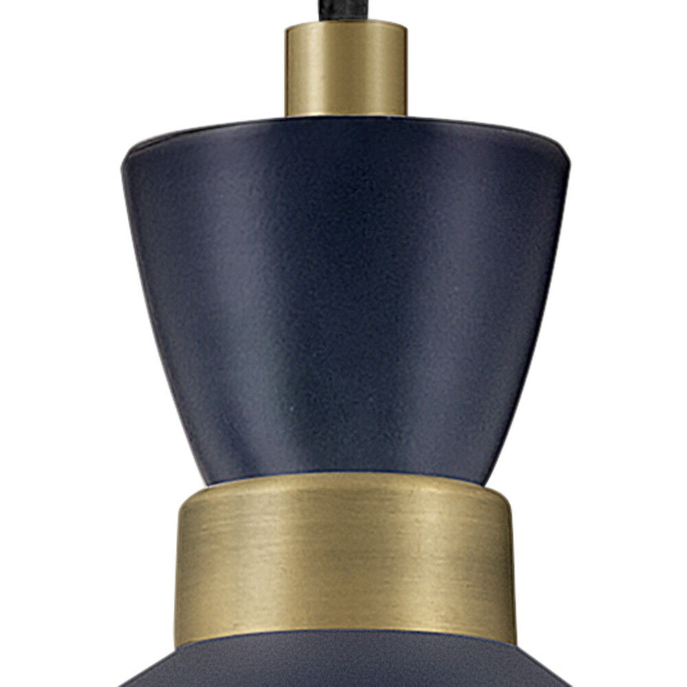 Simon LED 13 inch Matte Navy with Heritage Brass accents Pendant Ceiling Light, Semi-Flush Mount