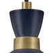 Simon LED 13 inch Matte Navy with Heritage Brass accents Pendant Ceiling Light, Semi-Flush Mount