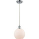 Ballston Athens 1 Light 8 inch Polished Chrome Mini Pendant Ceiling Light in Matte White Glass, Ballston