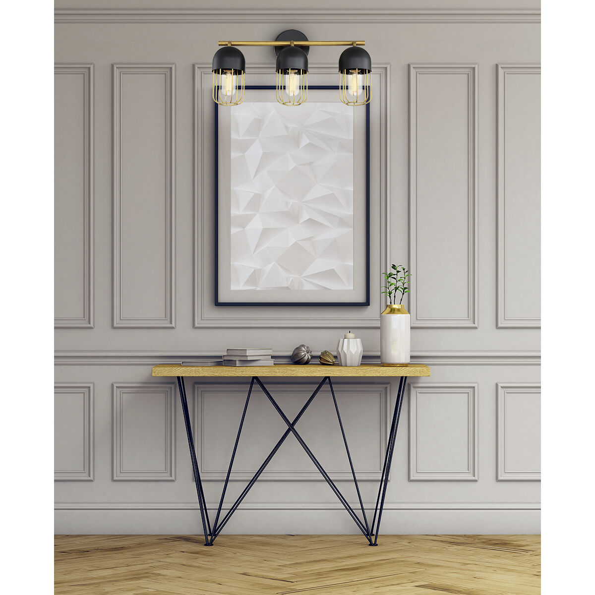 Palmerston 3 Light 19 inch Matte Black Vanity Light Wall Light