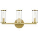 Revolve 3 Light 20.07 inch Clear Glass and Natural Brass Bath Vanity Wall Light