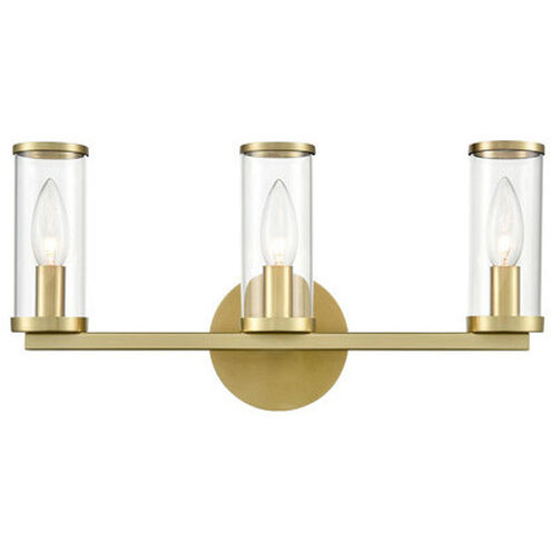Revolve 3 Light 20.07 inch Clear Glass and Natural Brass Bath Vanity Wall Light