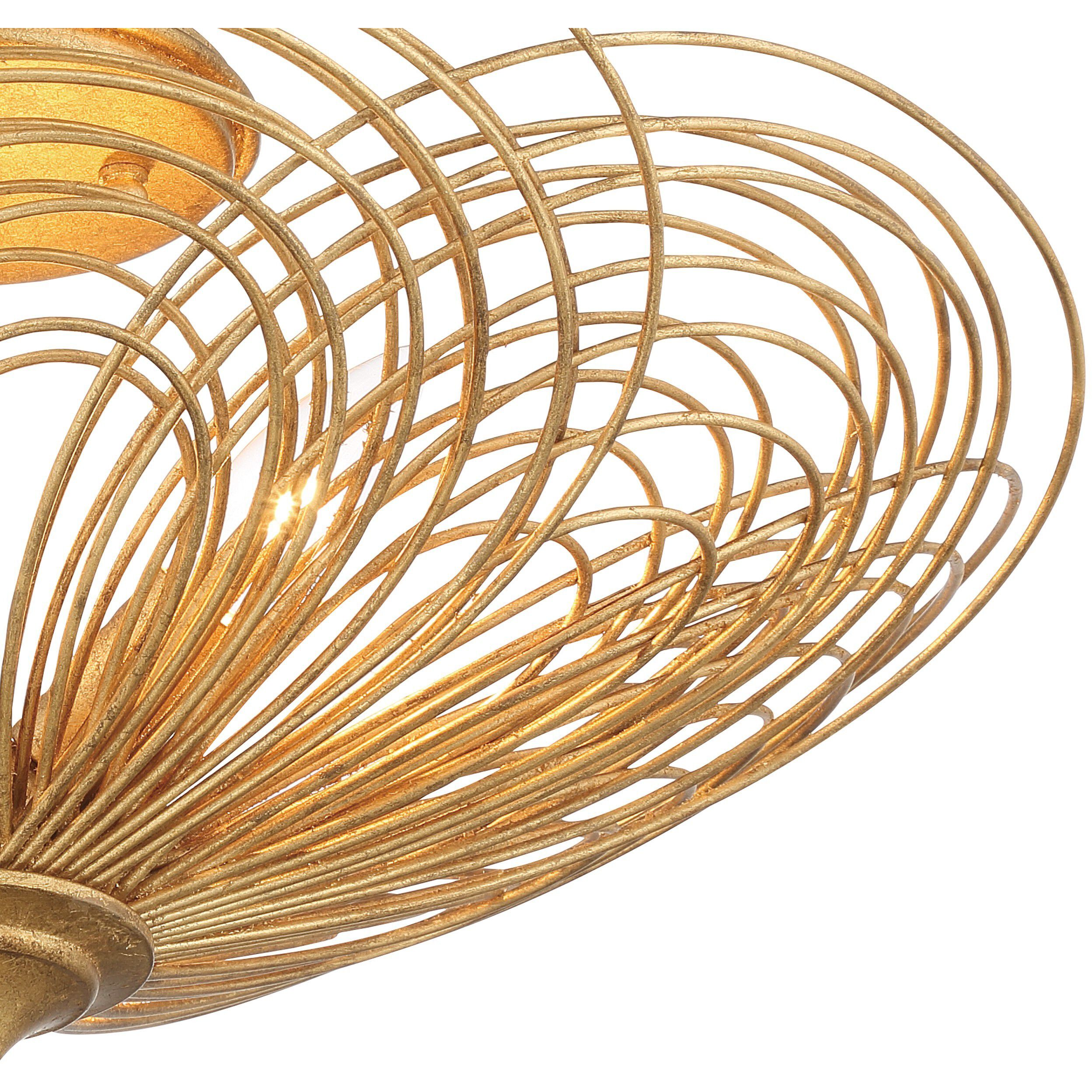 Doral 3 Light 19 inch Renaissance Gold Semi Flush Ceiling Light