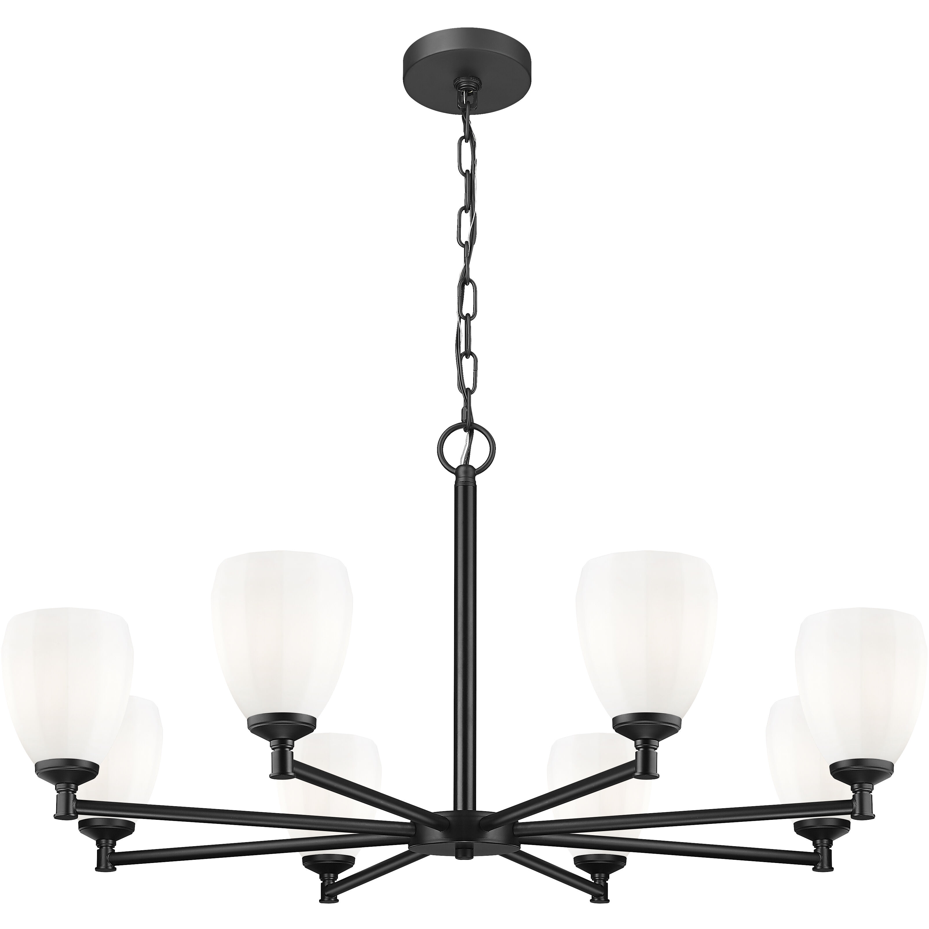 Oren 8 Light 42 inch Matte Black Chandelier Ceiling Light