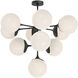 Alora Mood Nouveau 10 Light 34.88 inch Matte Black/Opal Matte Glass Chandelier Ceiling Light