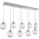 Aster LED LED Classic Silver Linear Pendant Ceiling Light in 3000K LED, Geo Inner - Clear Outer, Multi-Pendant