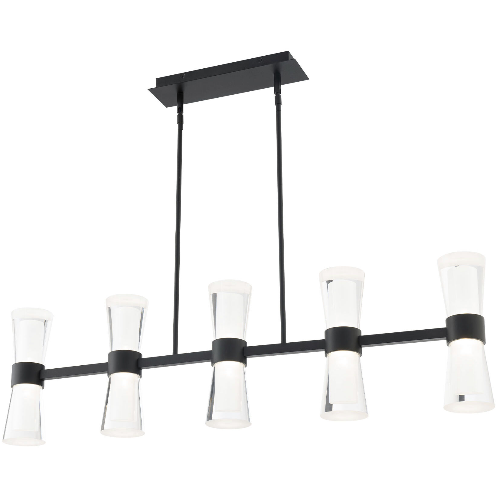 Hourglass Linear Pendant Ceiling Light in 3000K, Black, dweLED
