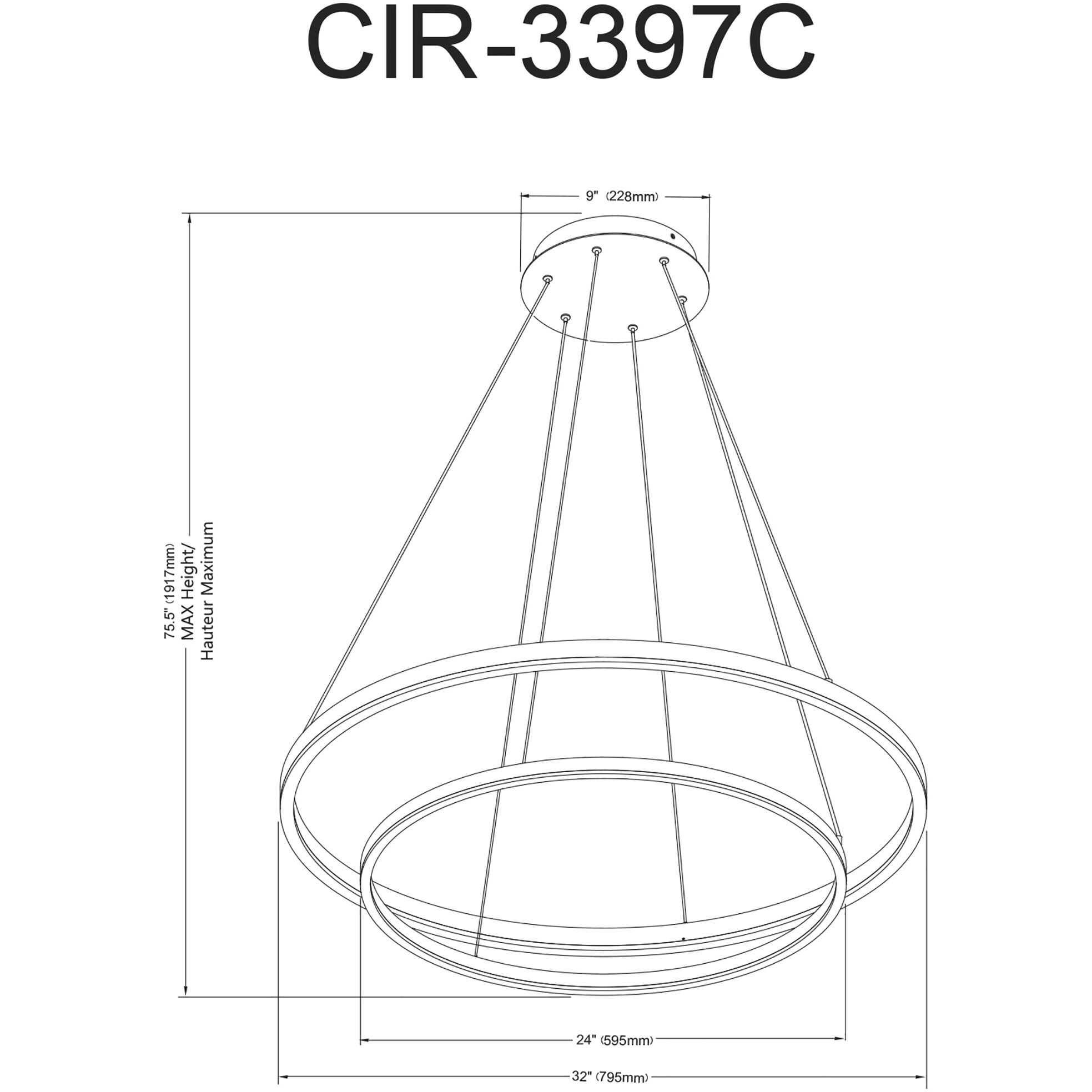 Circulo LED 32 inch Aged Brass Chandelier Ceiling Light