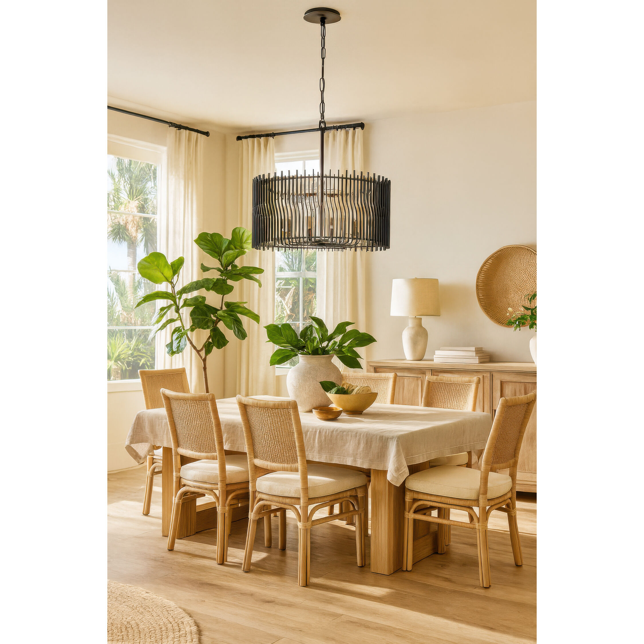 Park Row 8 Light 32 inch Matte Black and French Gold Pendant Ceiling Light, Smithsonian Collaboration