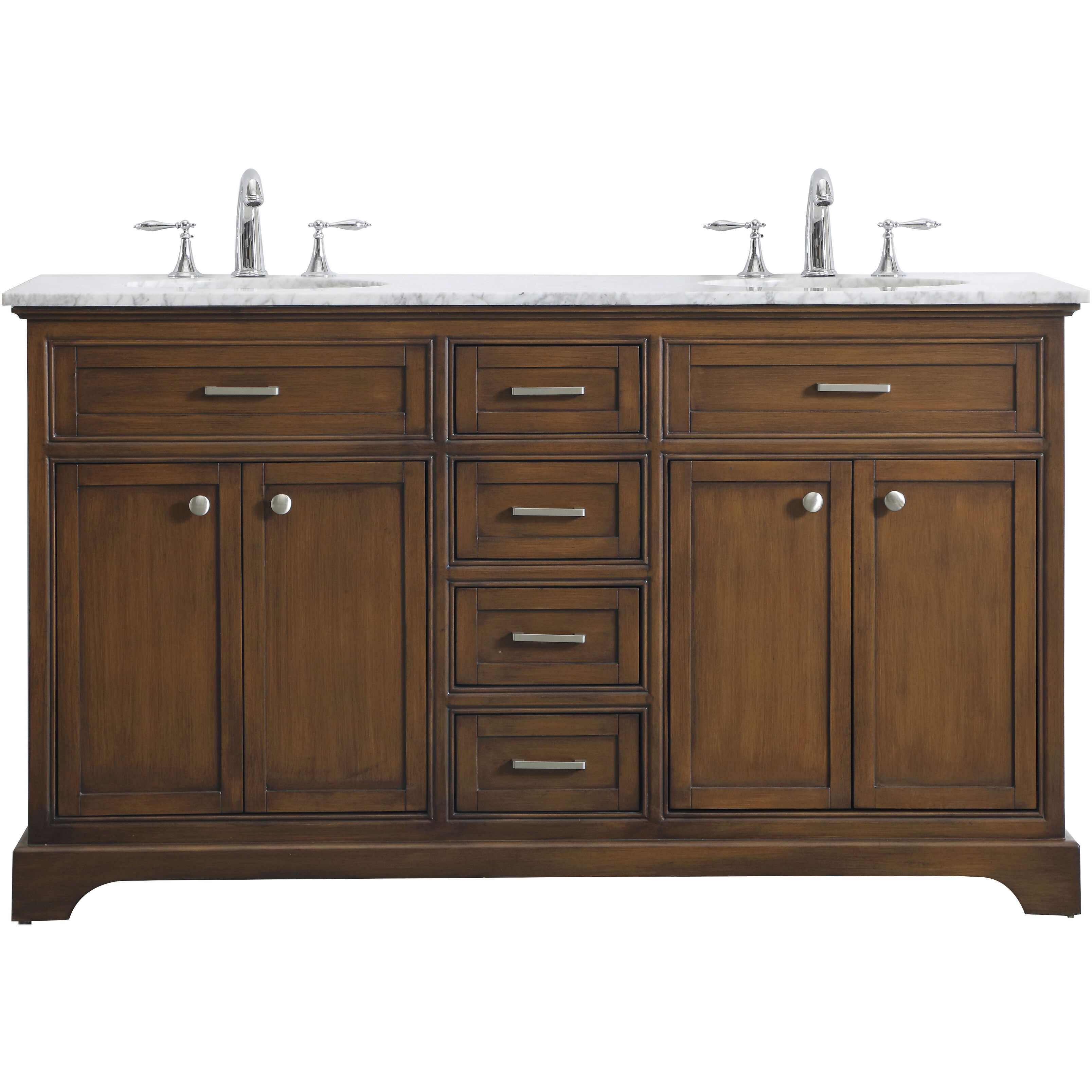 Americana 60 X 35 inch Teak with Carrara White Marble Vanity Set