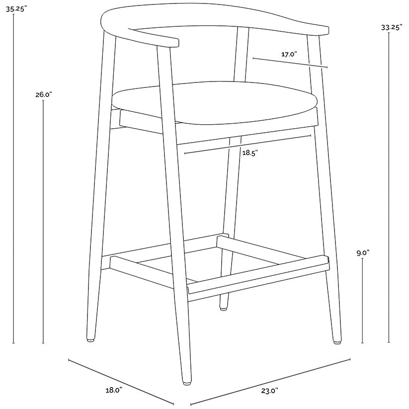 Jeremy 35.75 inch Weathered Oak / Dove Cream Counter Stool