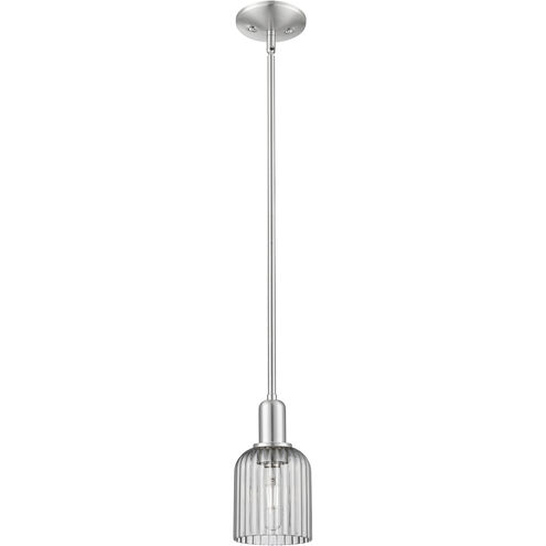 Bridal Veil 1 Light 5 inch Brushed Satin Nickel Mini Pendant Ceiling Light in Light Smoke Glass