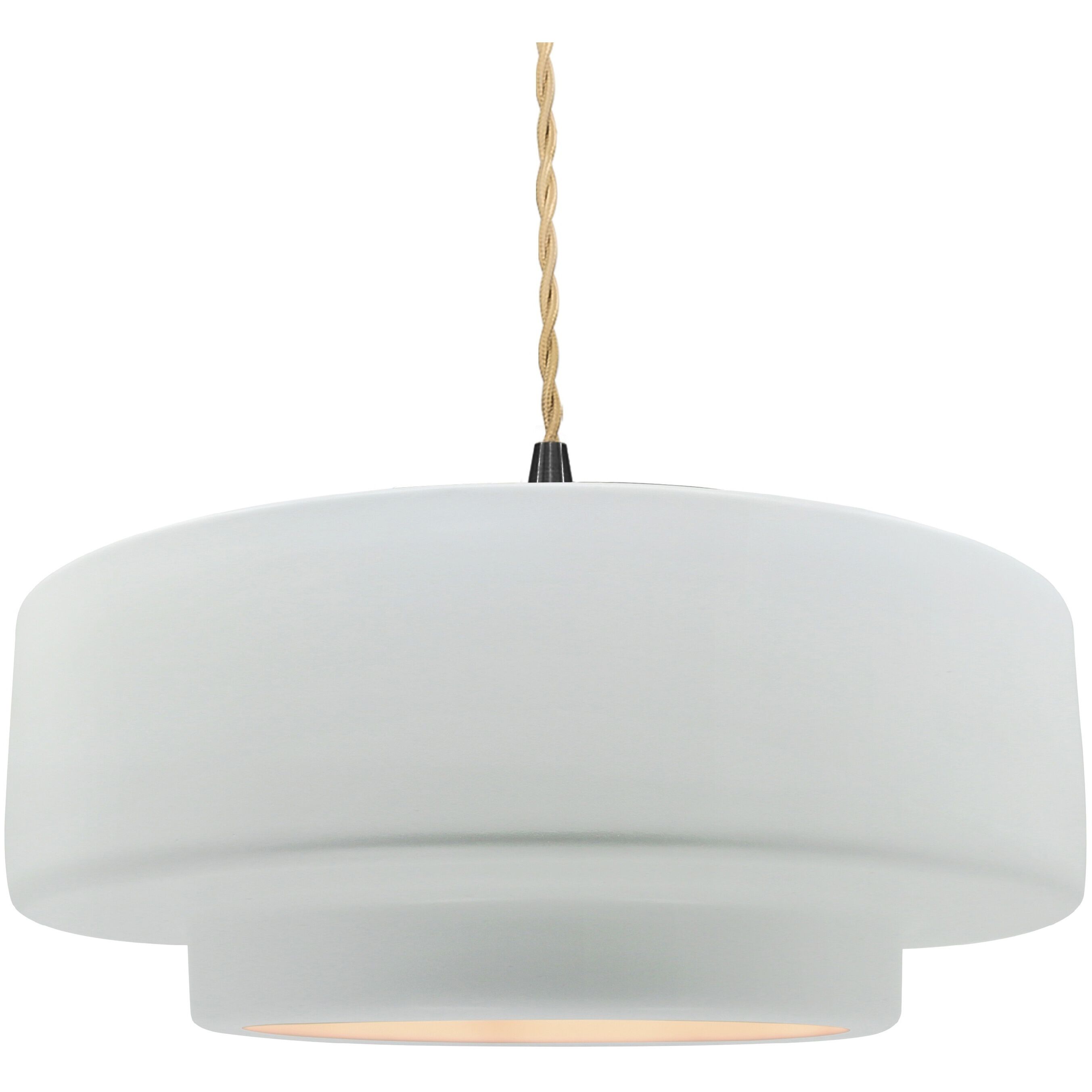 Radiance Collection - Tier Pendant Ceiling Light in Matte Black, Replaceable Bulb, Beige Twist Cord, Gloss White (outside and inside of fixture), 16.25W x 6H, Form+Finish+Function
