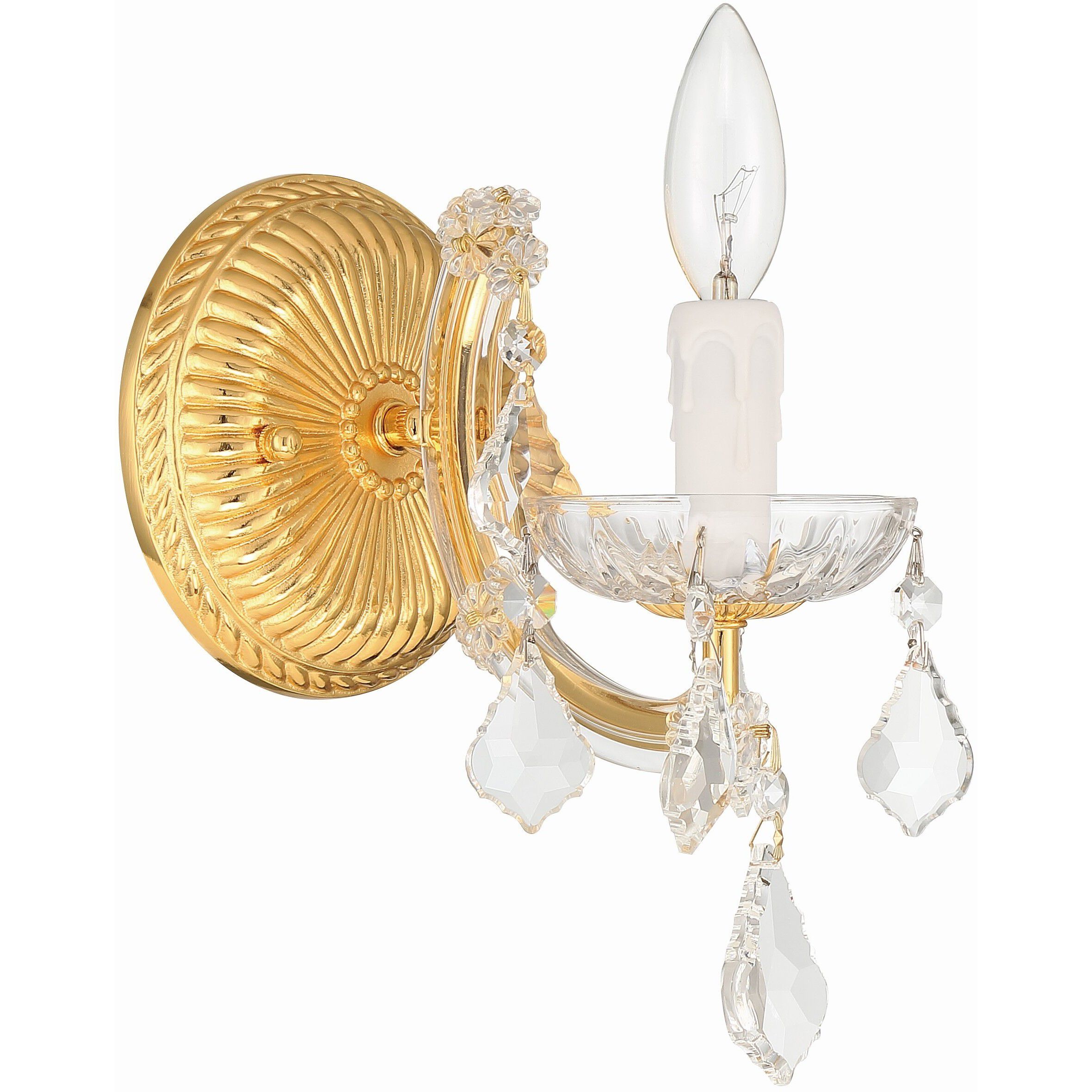 Maria Theresa Sconce Wall Light in Clear Hand Cut, Gold