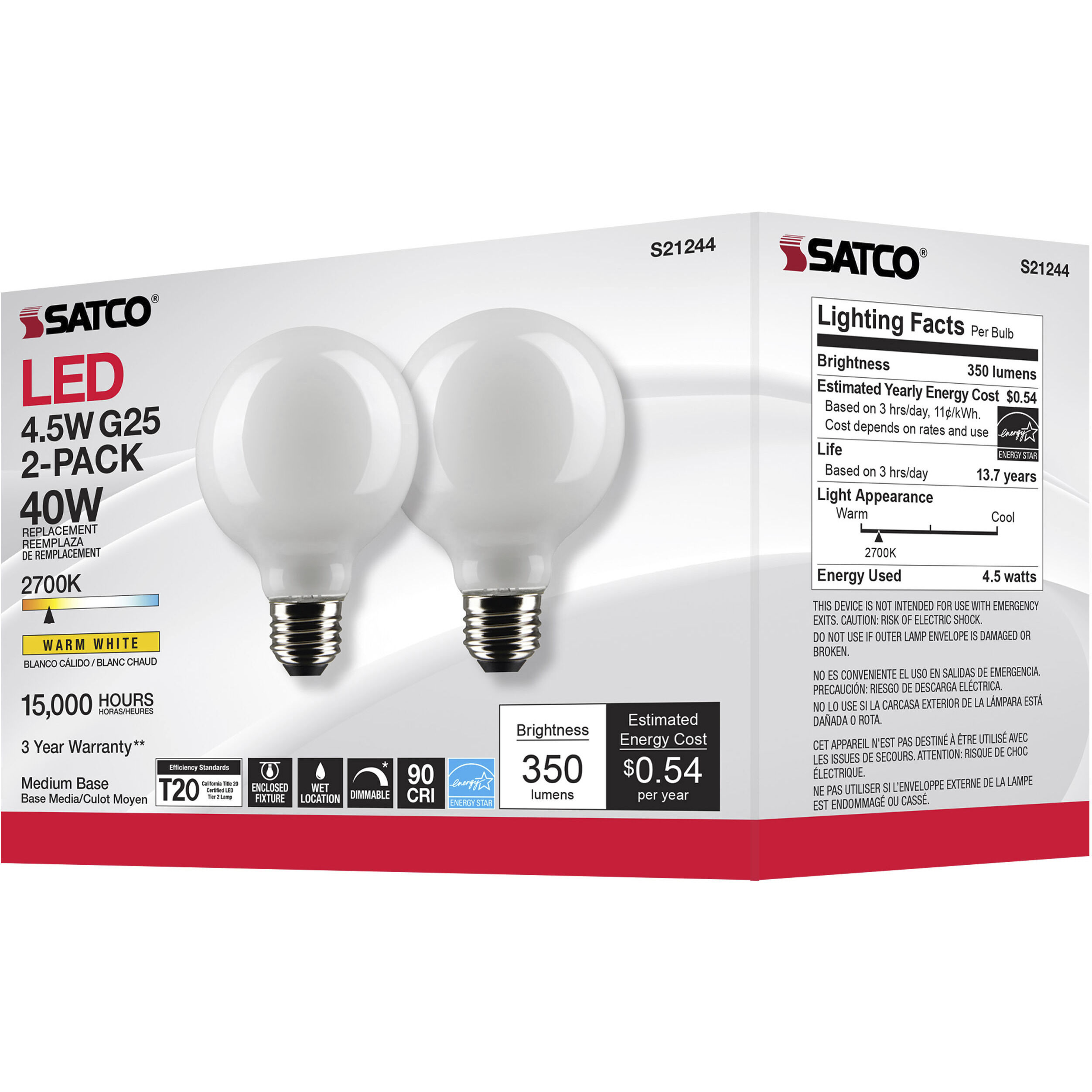 Lumos LED Medium Medium 4.50 watt 2700K LED Filament