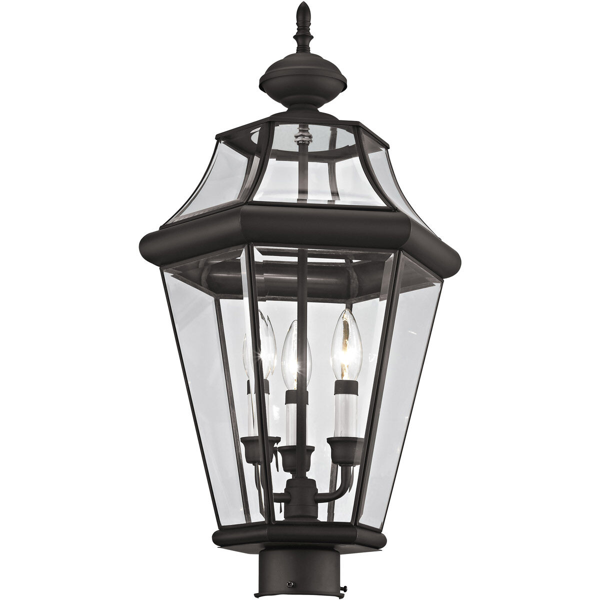 Georgetown 3 Light 23 inch Bronze Outdoor Post Top Lantern