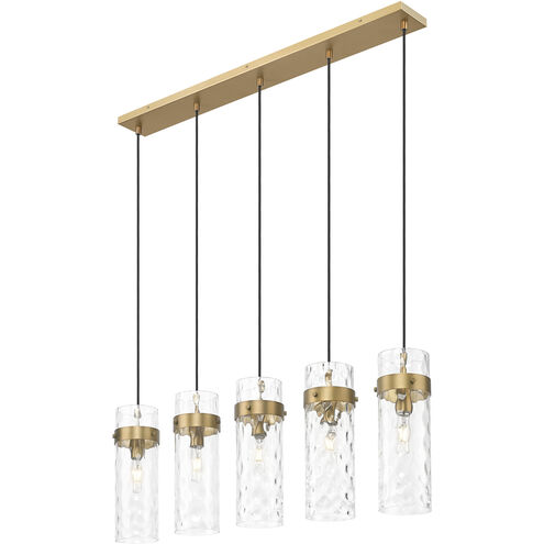 Fontaine Linear Chandelier Ceiling Light in Rubbed Brass