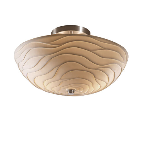 Porcelina 2 Light 14 inch Brushed Nickel Semi-Flush Ceiling Light in Waves, Incandescent