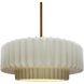 Radiance Collection - Pleated Tier Pendant Ceiling Light in Brushed Brass, Black Cord, Replaceable Bulb, Matte White, 14.5W x 5.25H, Form+Finish+Function