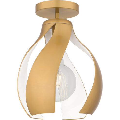 Kiko 1 Light 11 inch Brushed Weathered Brass Semi-Flush Mount Ceiling Light, Large
