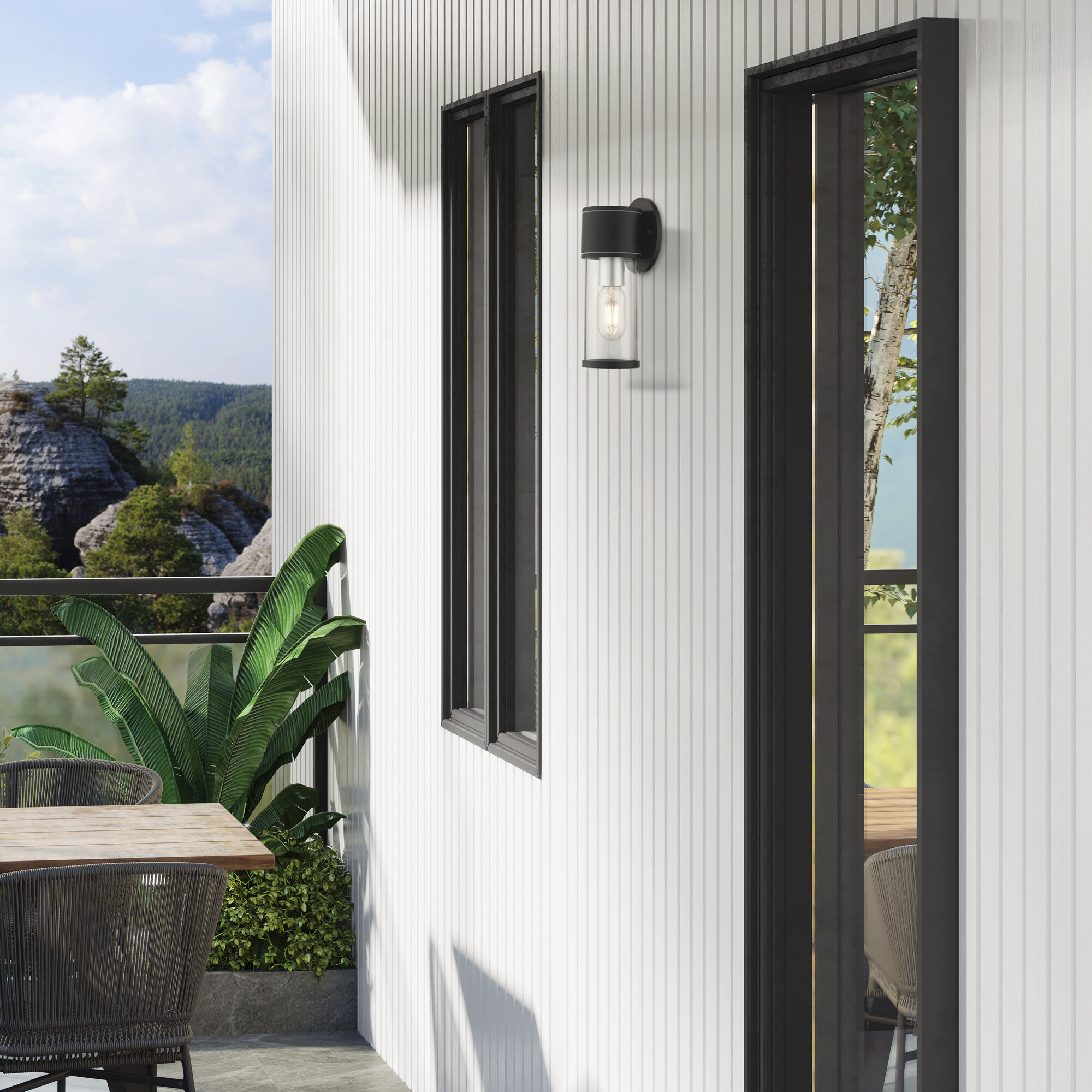 Atlantic 1 Light 4.5 inch Textured Black with Antique Silver Finish Accents ADA Outdoor Small ADA Wall Lantern Wall Light