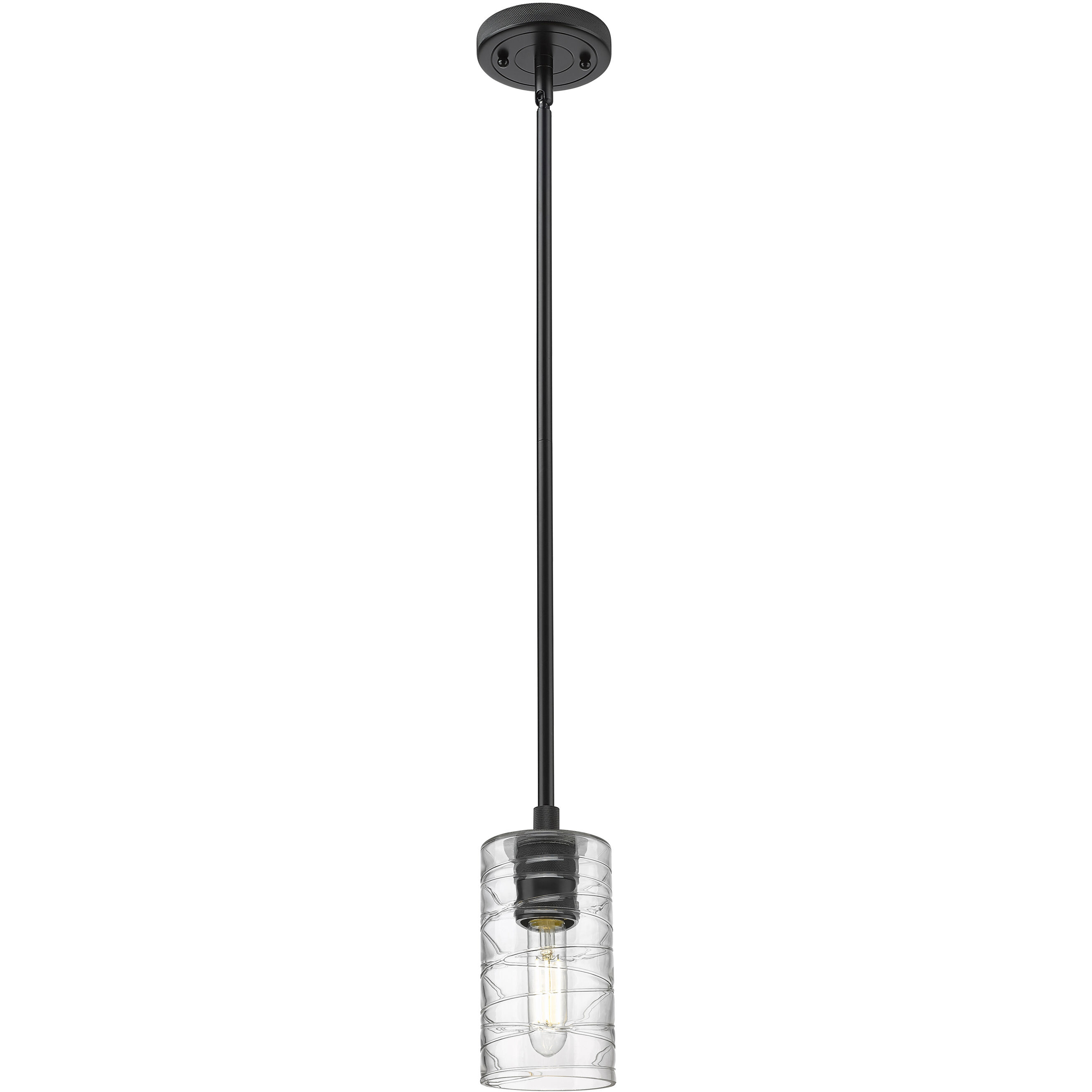 Downtown Urban Crown Point 1 Light 3.88 inch Matte Black Pendant Ceiling Light in Deco Swirl