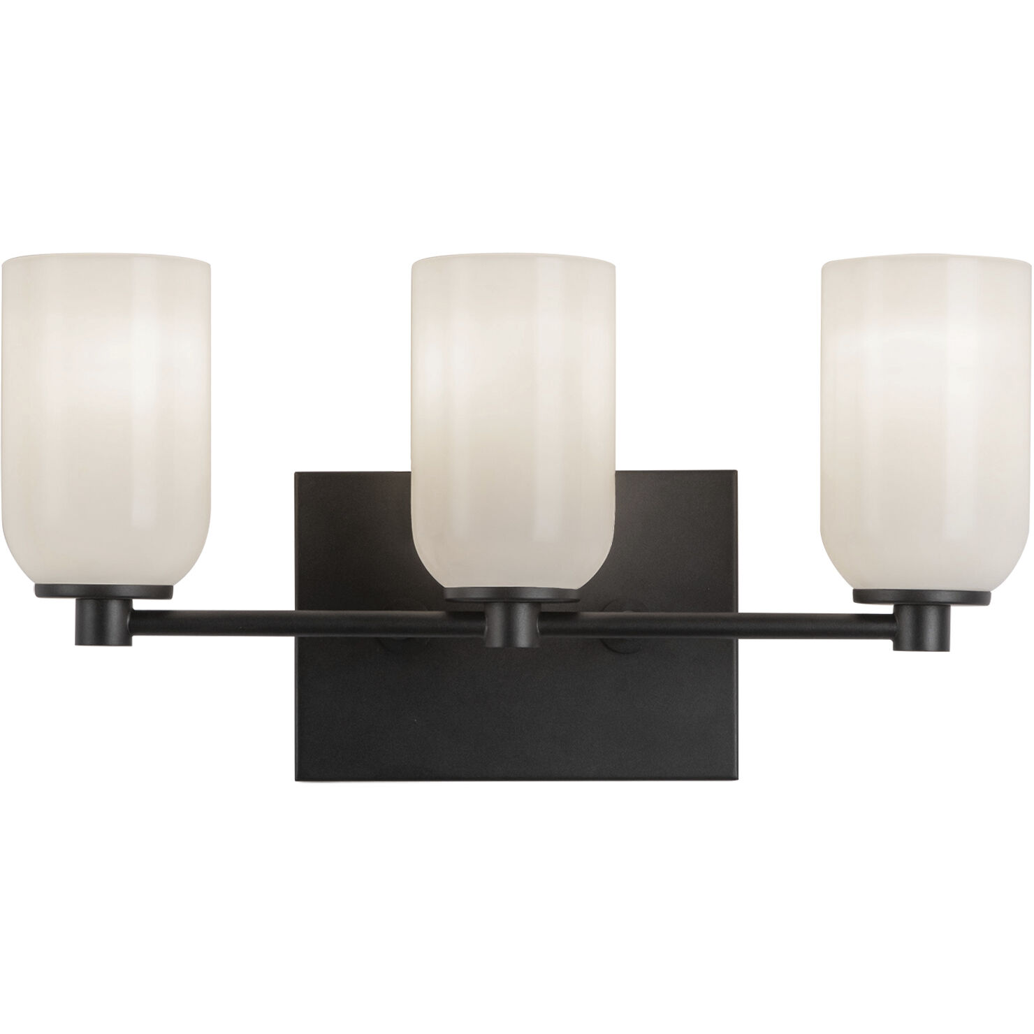 Nola Bath Vanity Light Wall Light in Black, Glossy Opal Glass Shade