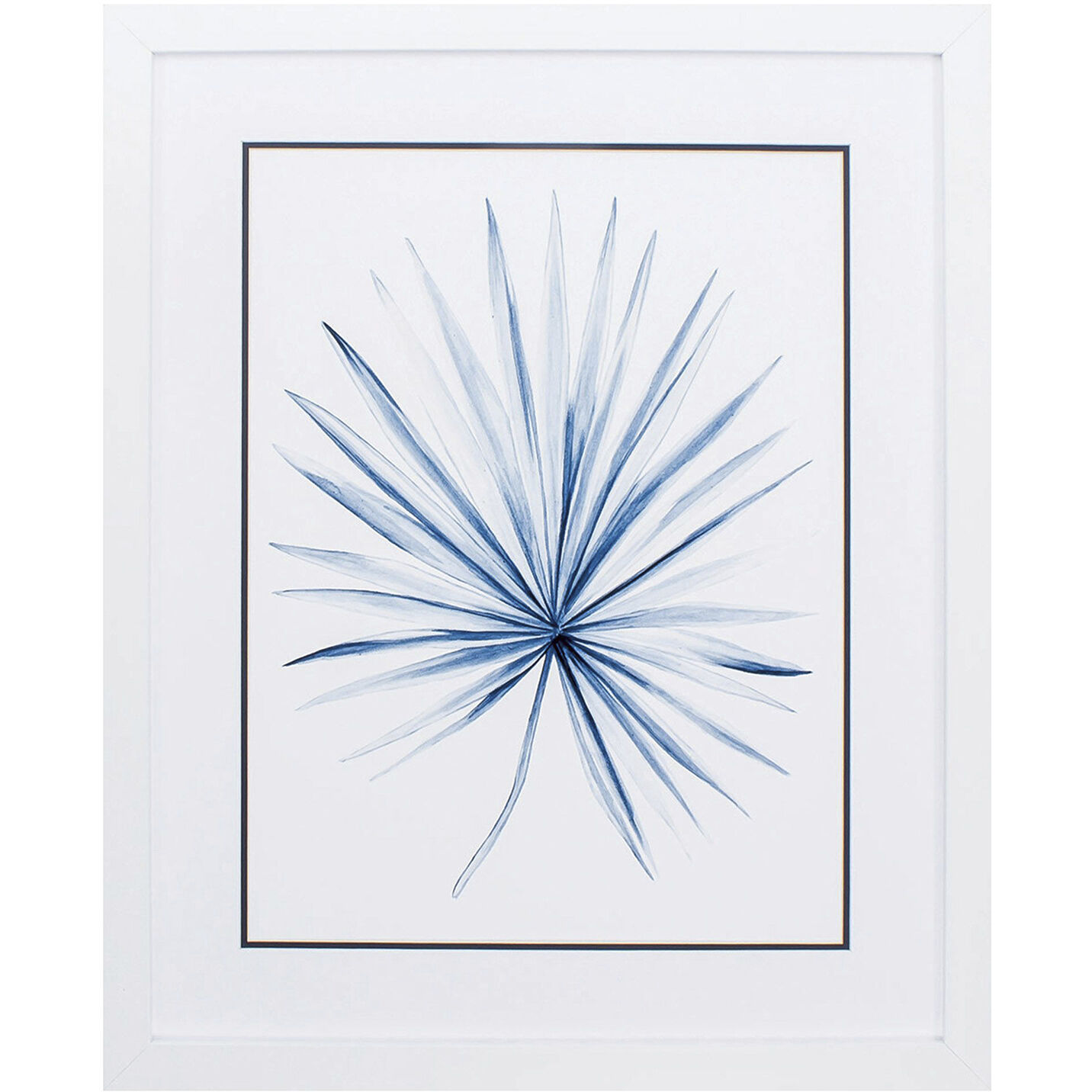 Indigo Tropical Leaf Blue Framed Art, Propac