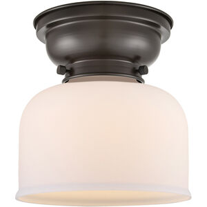 Aditi Large Bell 1 Light 8 inch Oil Rubbed Bronze Flush Mount Ceiling Light in Matte White Glass, Aditi