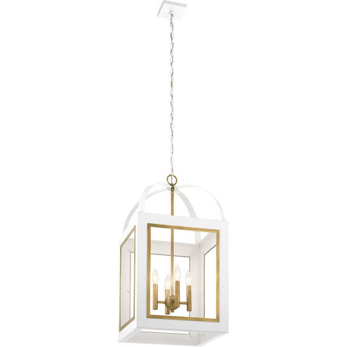 Vath 4 Light 16 inch White Large Foyer Pendants Ceiling Light in White and Natural Brass, Large