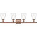 Ballston Ellery 4 Light 36 inch Antique Copper Bath Vanity Light Wall Light in Clear Glass, Ballston