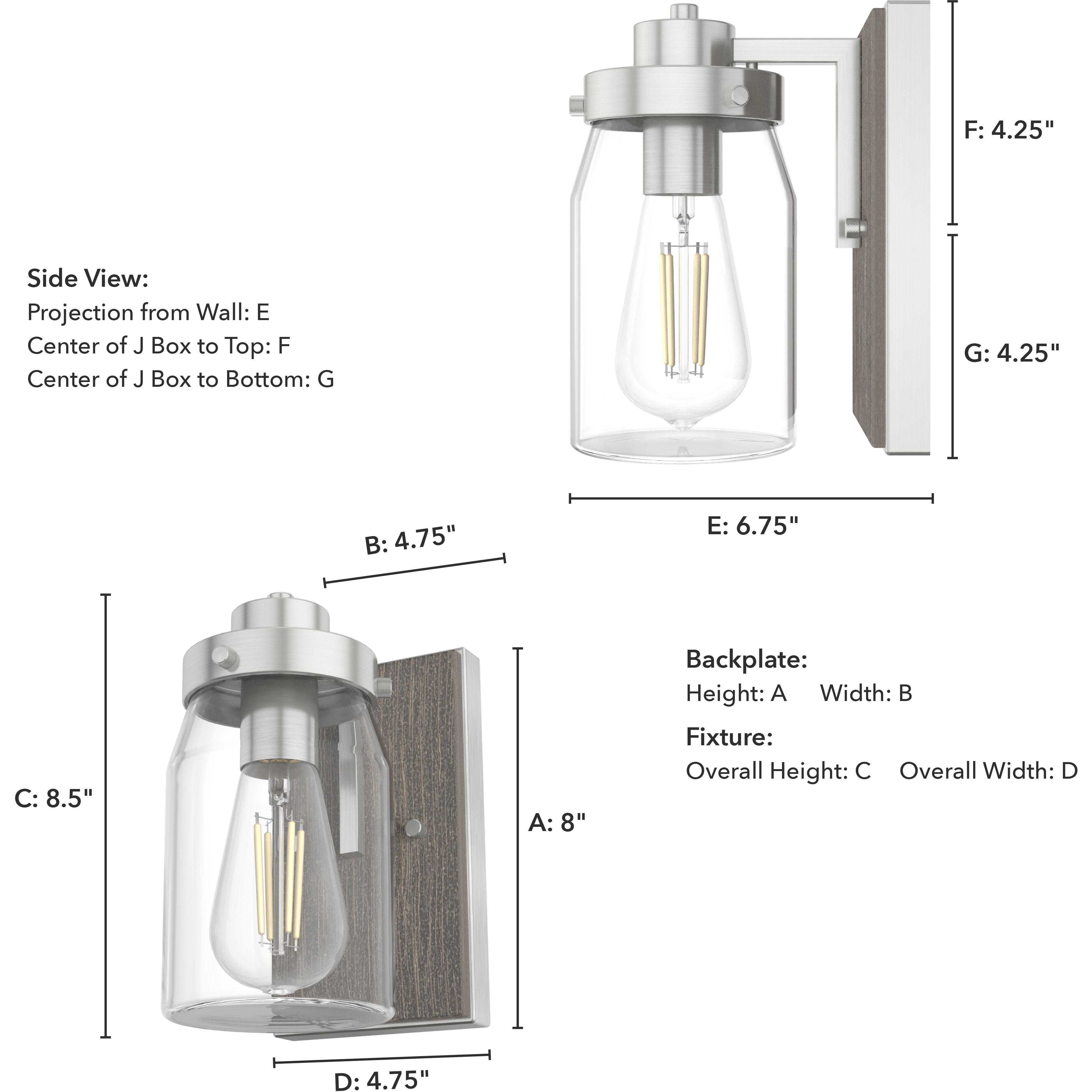 Devon Park 1 Light 4.75 inch Brushed Nickel and Grey Wood Wall Sconce Wall Light, Medium
