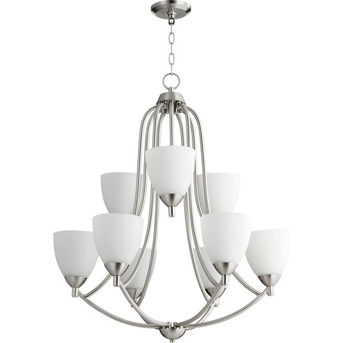 Barkley 9 Light 27 inch Satin Nickel Chandelier Ceiling Light in Satin Opal