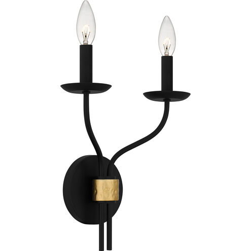 Margaret 2 Light 11 inch Matte Black Wall Sconce Wall Light, Small