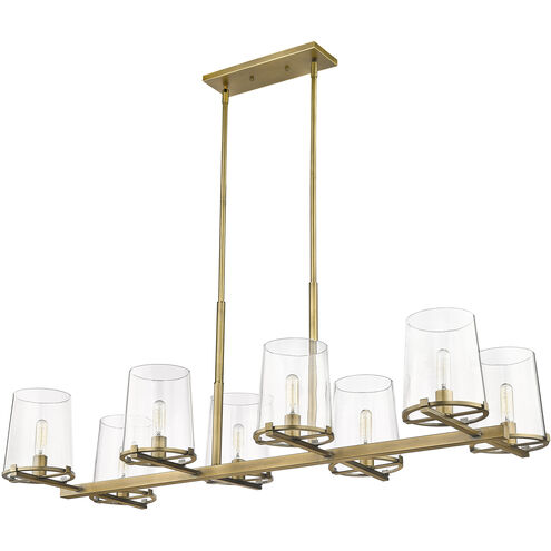 Callista 8 Light 56 inch Rubbed Brass Linear Chandelier Ceiling Light