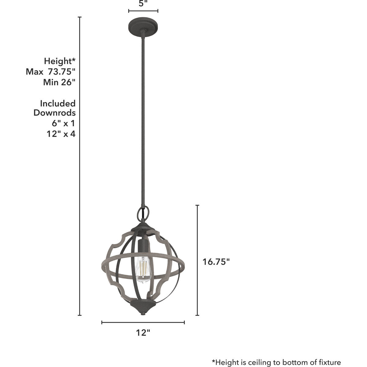 Stone Creek 1 Light 12 inch Noble Bronze and White Washed Oak Pendant Ceiling Light