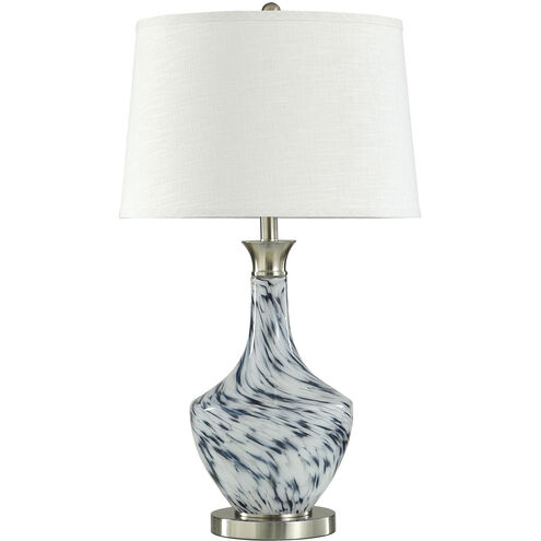 Cameron 30 inch 60.00 watt Wavecrest Blue and White and Silver Table Lamp Portable Light