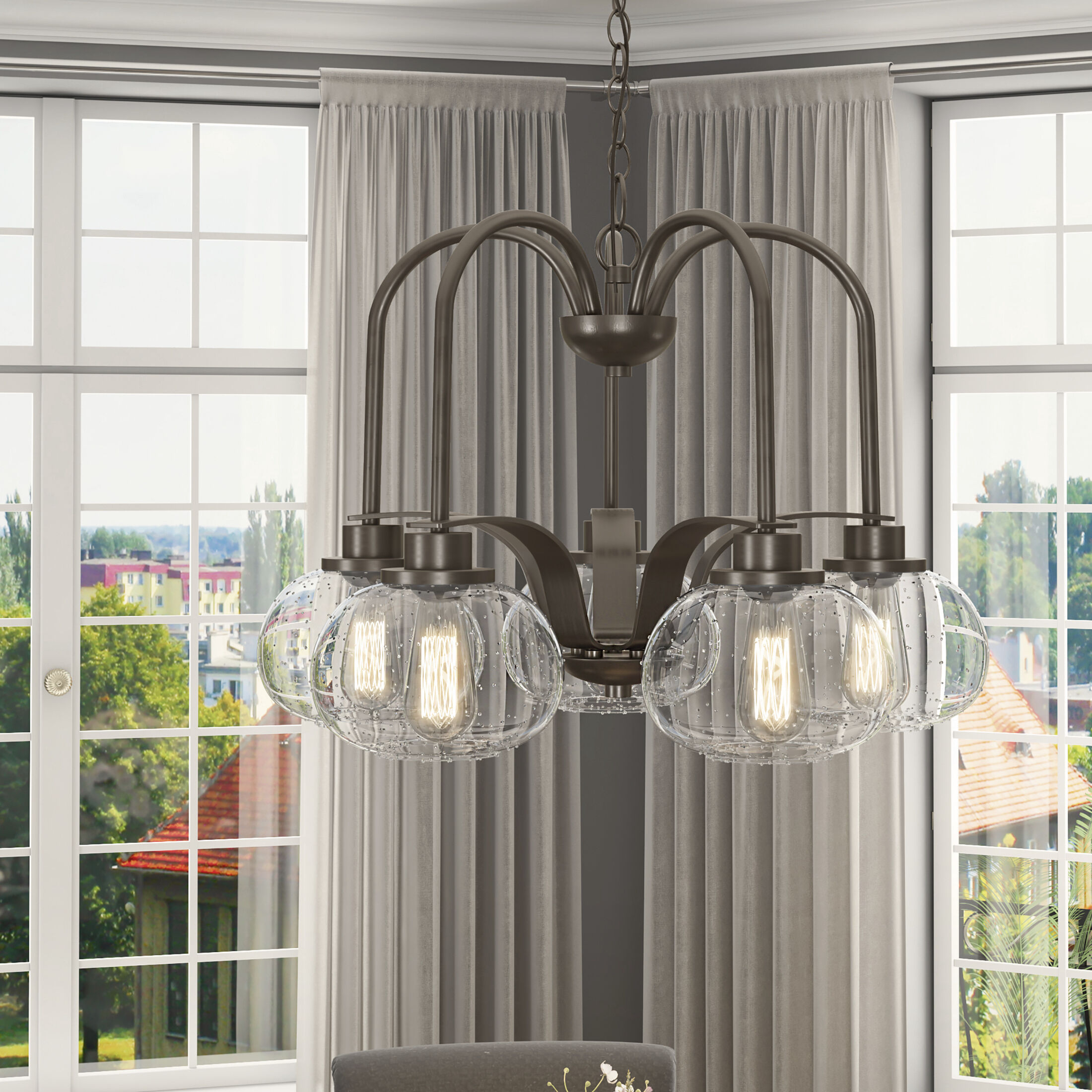 Trilogy 5 Light 26 inch Old Bronze Dinette Chandelier Ceiling Light