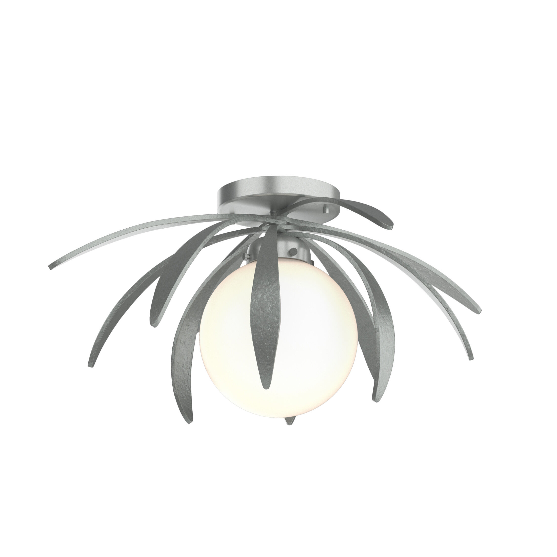 Dahlia 1 Light 21.3 inch Vintage Platinum Semi-Flush Ceiling Light in Opal