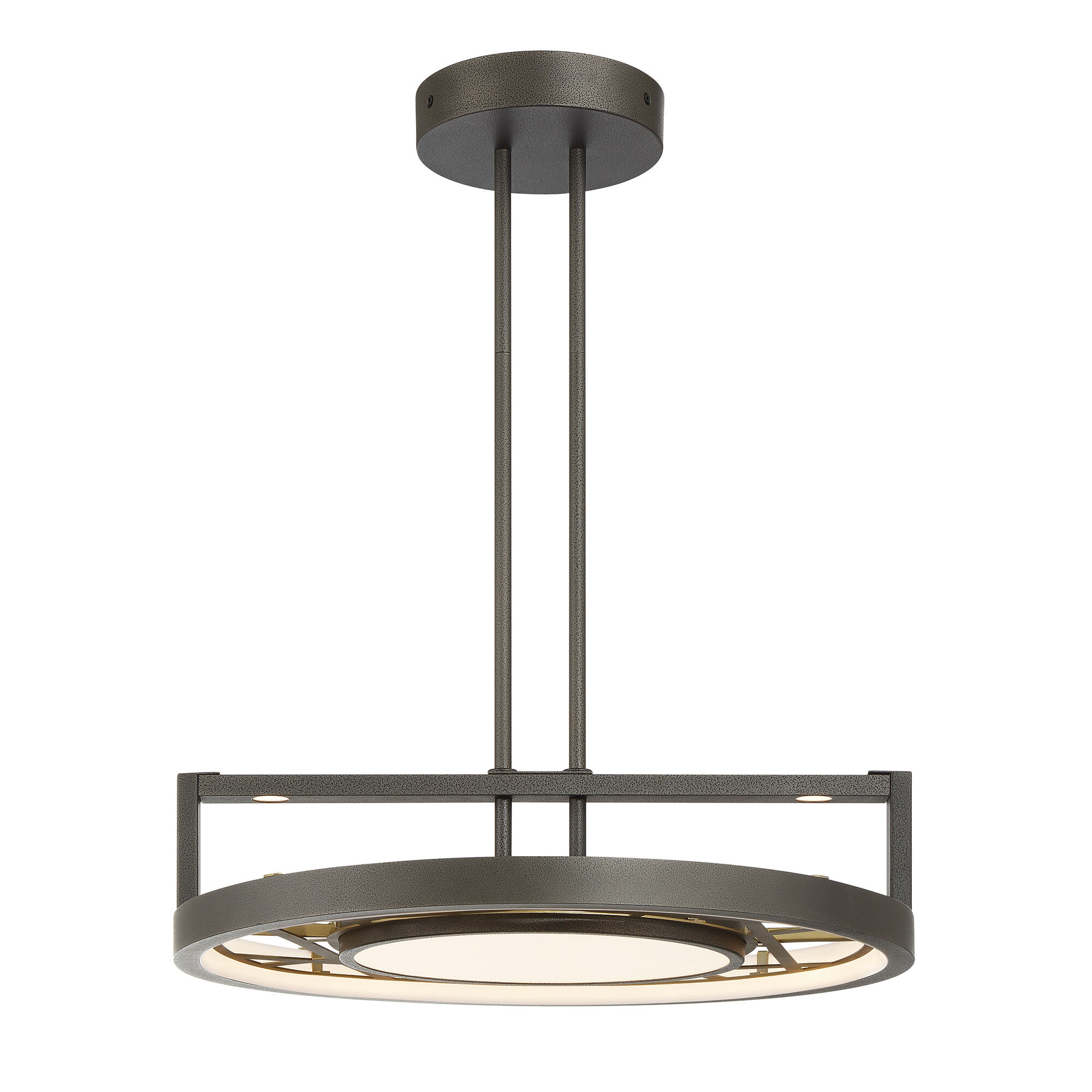 Tribeca LED 20 inch Smoked Iron And Soft Brass Semi Flush And Pendant Ceiling Light