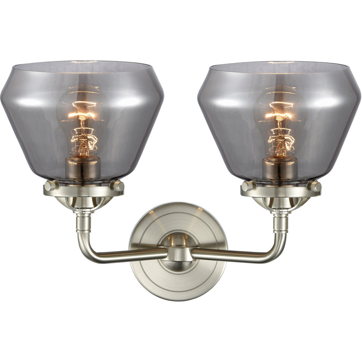 Nouveau Fulton 2 Light 15 inch Brushed Satin Nickel Bath Vanity Light Wall Light in Plated Smoke Glass, Nouveau