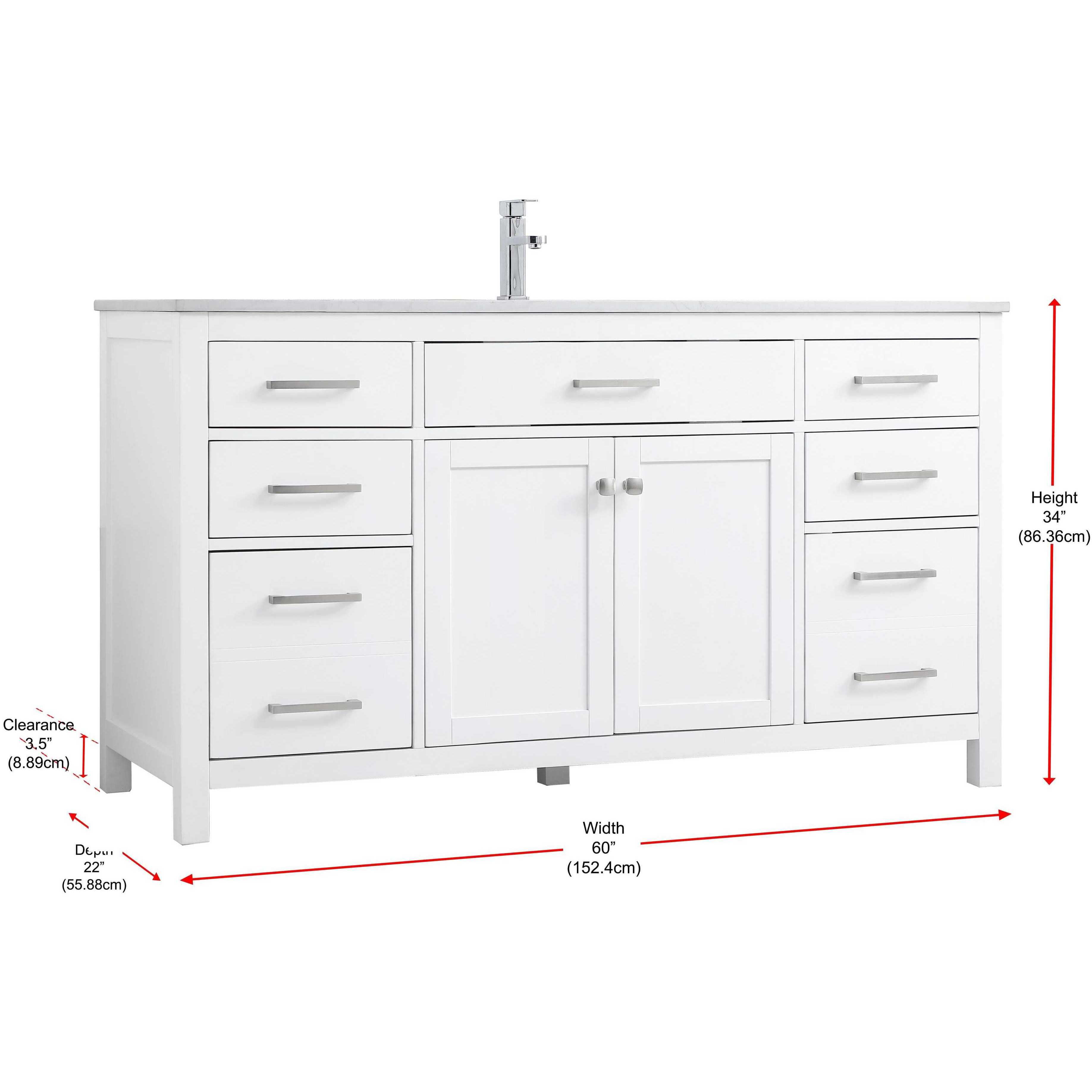 Lewis 60 X 22 X 34 inch White Vanity Sink Set