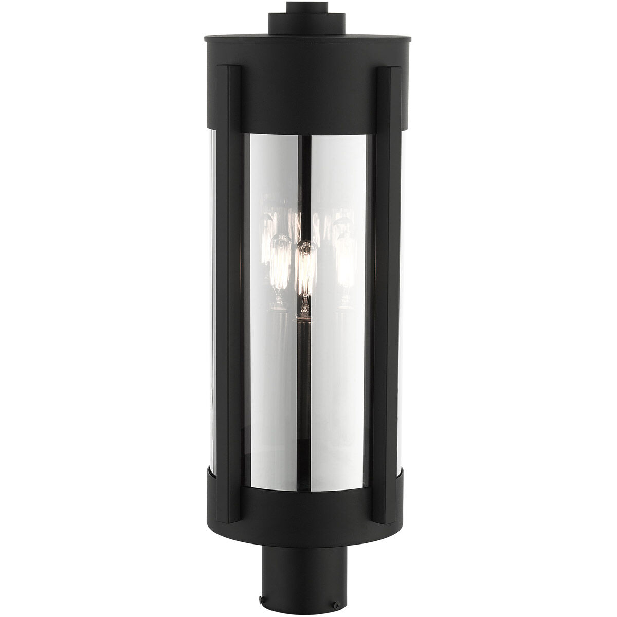 Sheridan 3 Light 22 inch Black with Brushed Nickel Candles Outdoor Post Top Lantern