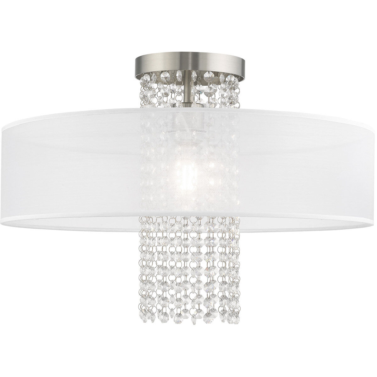 Livex Lighting 41126 91 Bella Vista 1 Light 15 inch Brushed Nickel Semi Flush Mount Ceiling Light