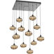 Coppa 12 Light Matte Black Chandelier Ceiling Light, Square Multi-Port