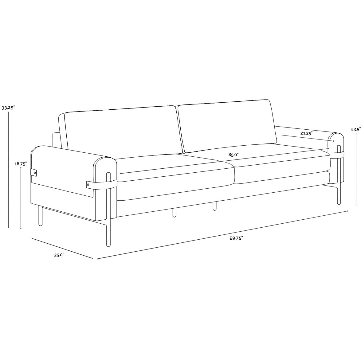 Camus Ludlow Sesame Leather Sofa