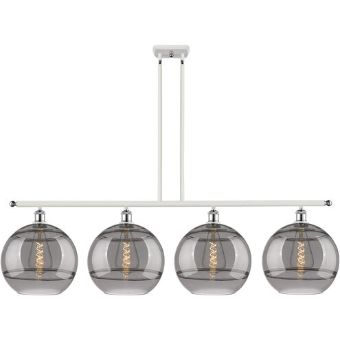 Ballston Rochester 4 Light 50.25 inch White Polished Chrome Stem Hung Island Light Ceiling Light