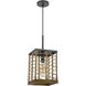 Winfall 1 Light 8.25 inch Burlap and Black Pendant Ceiling Light, Mini Light Design