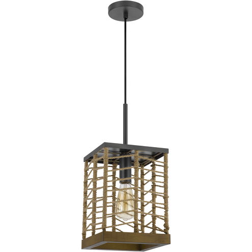 Winfall 1 Light 8.25 inch Burlap and Black Pendant Ceiling Light, Mini Light Design